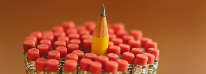 Pencil Standing Out From the Crowd